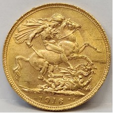AUSTRALIA 1916 . ONE 1 SOVEREIGN . PERTH . GOLD